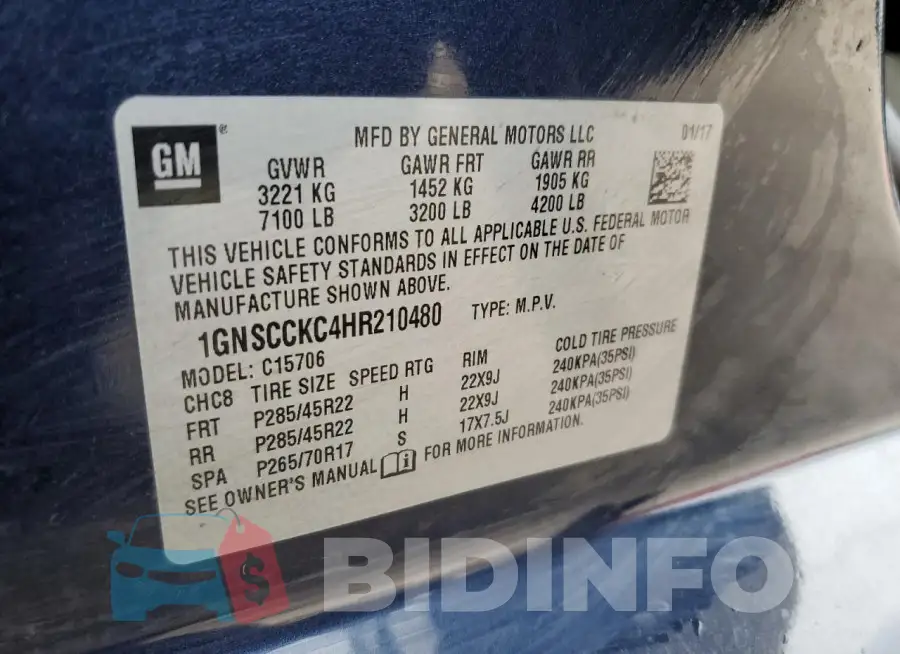 1GNSCCKC4HR210480 Photo# 13