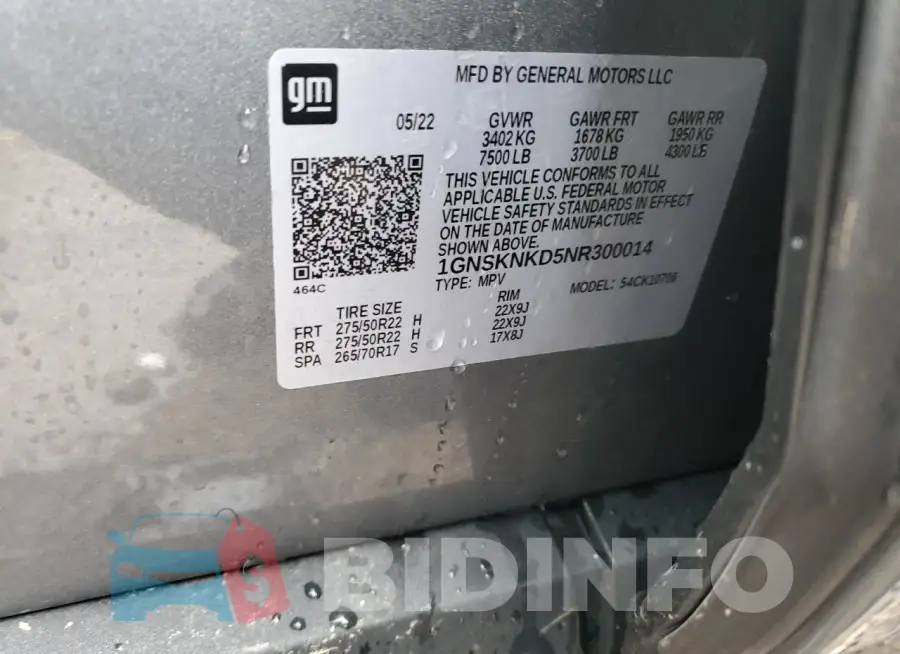 1GNSKNKD5NR300014 Photo# 14