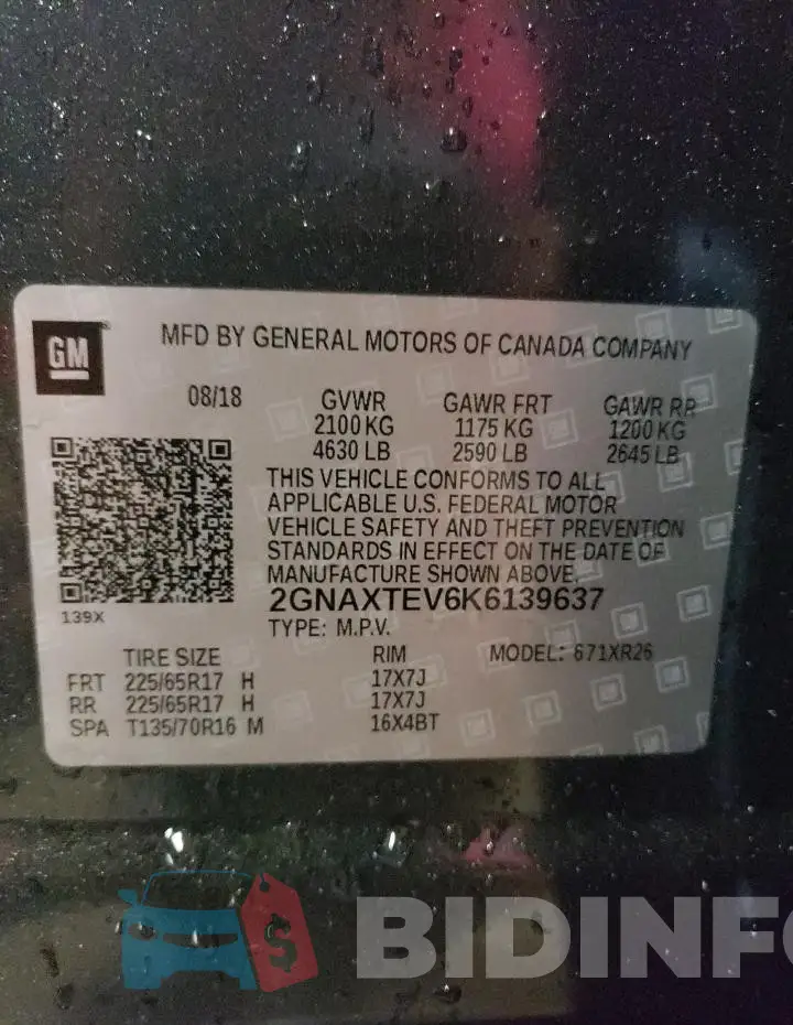 2GNAXTEV6K6139637 Photo# 14