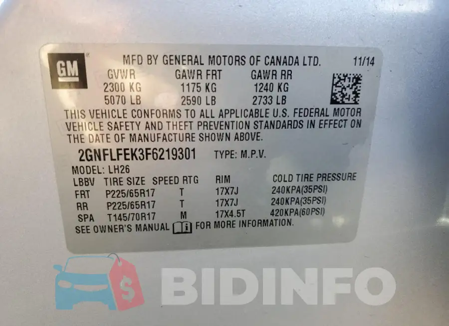 2GNFLFEK3F6219301 Photo# 12