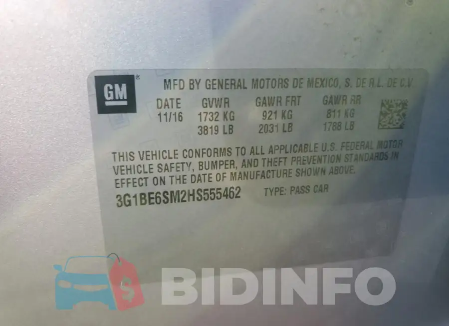 3G1BE6SM2HS555462 Photo# 13
