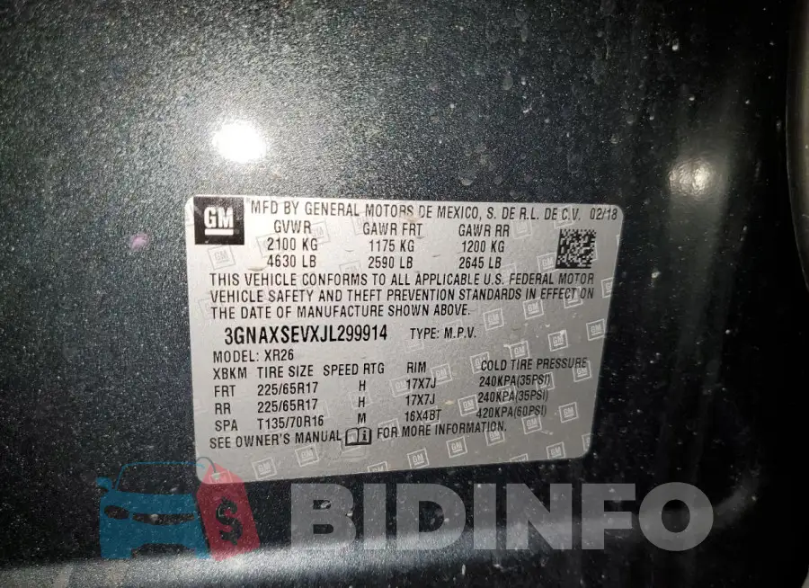 3GNAXSEVXJL299914 Photo# 13