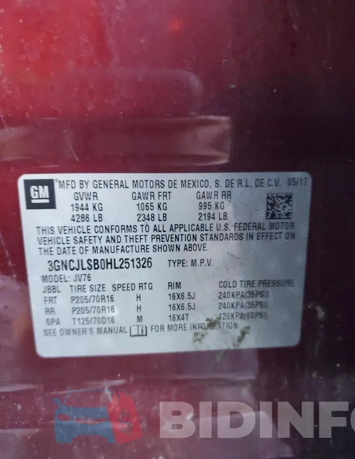 3GNCJLSB0HL251326 Photo# 12