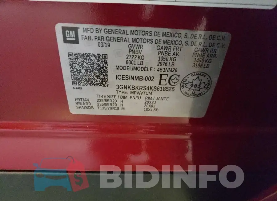 3GNKBKRS4KS618525 Photo# 12