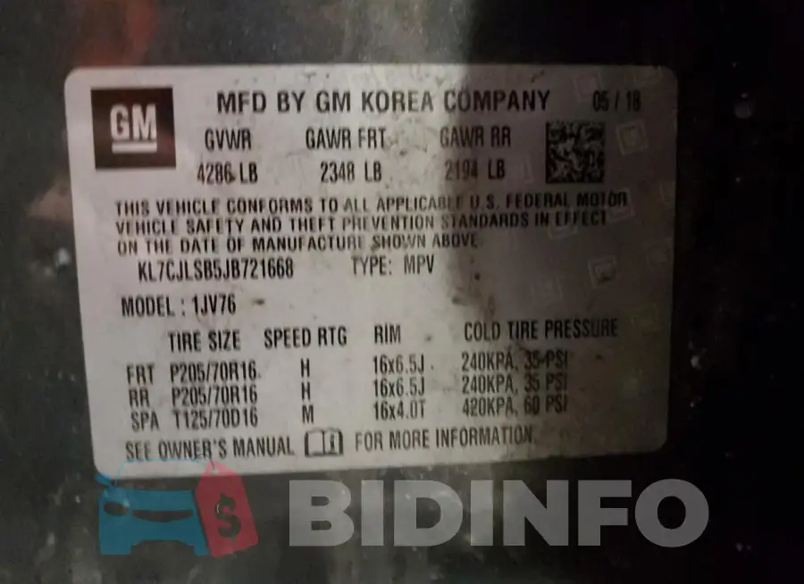 KL7CJLSB5JB721668 Photo# 14