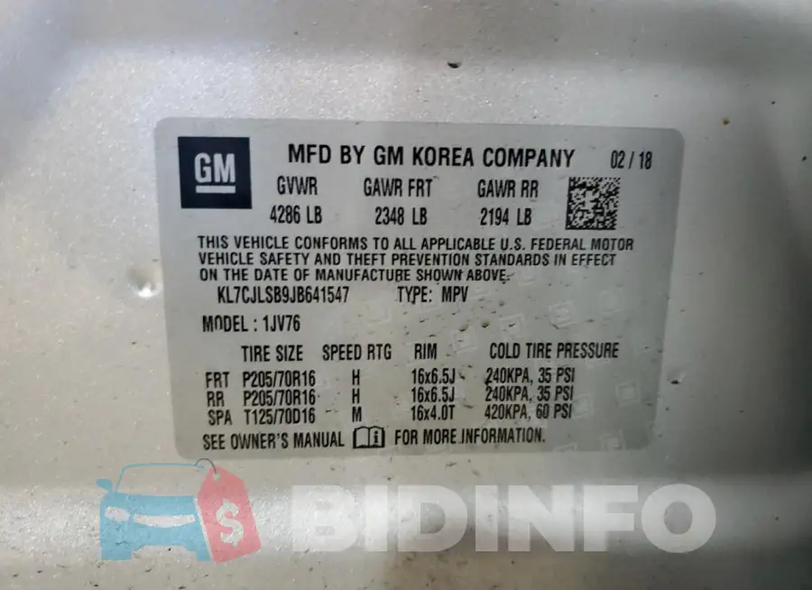 KL7CJLSB9JB641547 Photo# 12