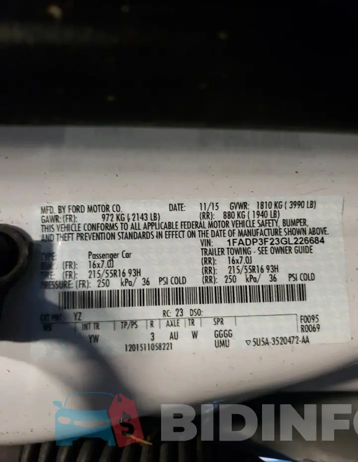 1FADP3F23GL226684 Photo# 13