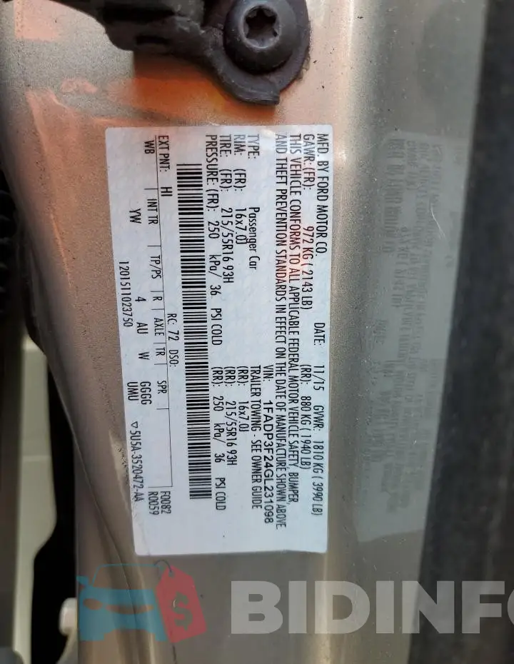 1FADP3F24GL231098 Photo# 12