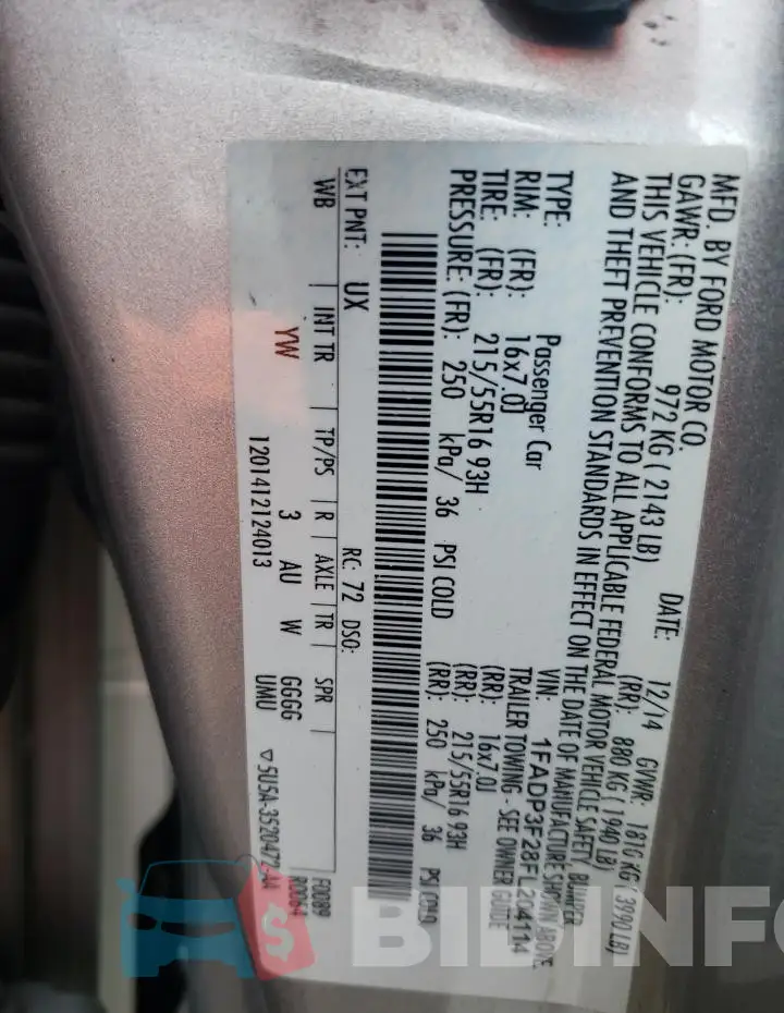 1FADP3F28FL204114 Photo# 12