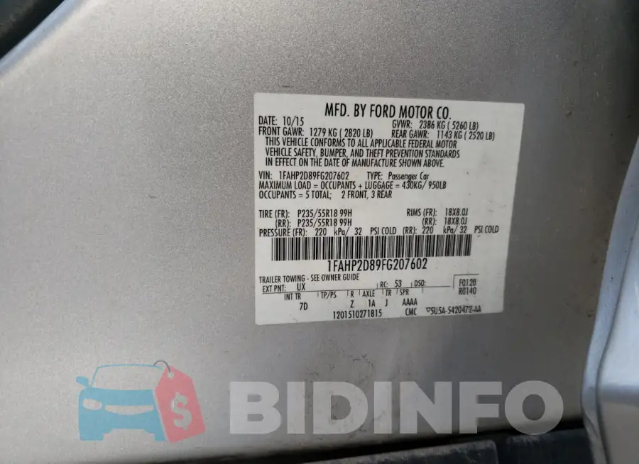 1FAHP2D89FG207602 Photo# 12