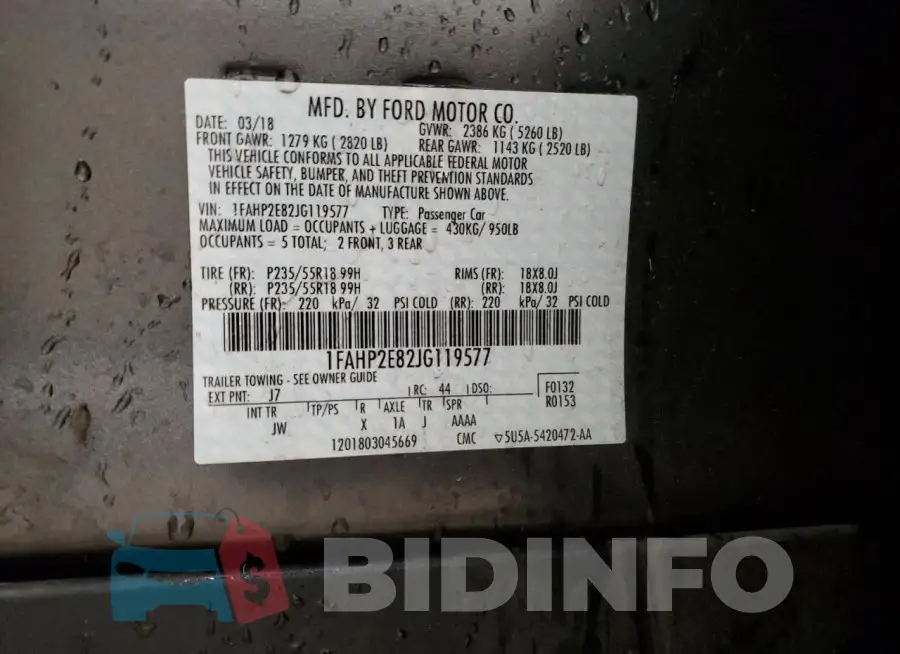 1FAHP2E82JG119577 Photo# 12