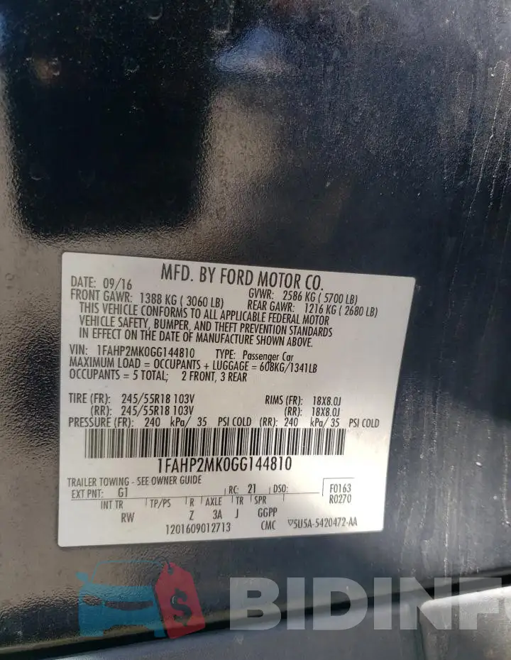 1FAHP2MK0GG144810 Photo# 13