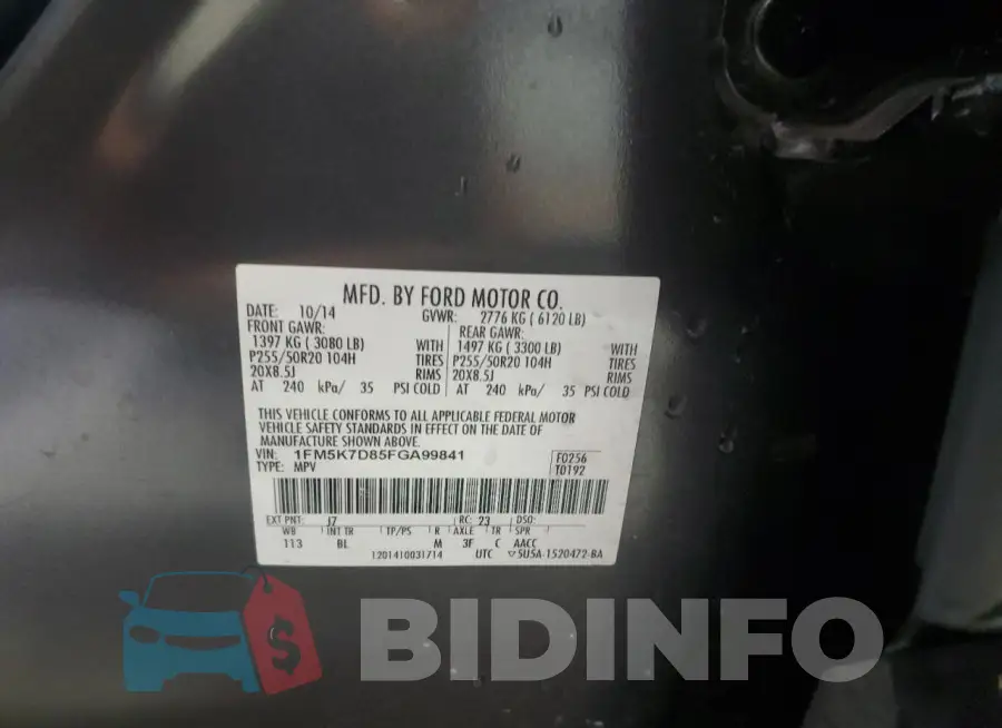 1FM5K7D85FGA99841 Photo# 14