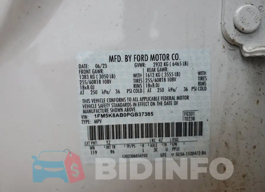 1FM5K8AB0PGB37385 Photo# 13