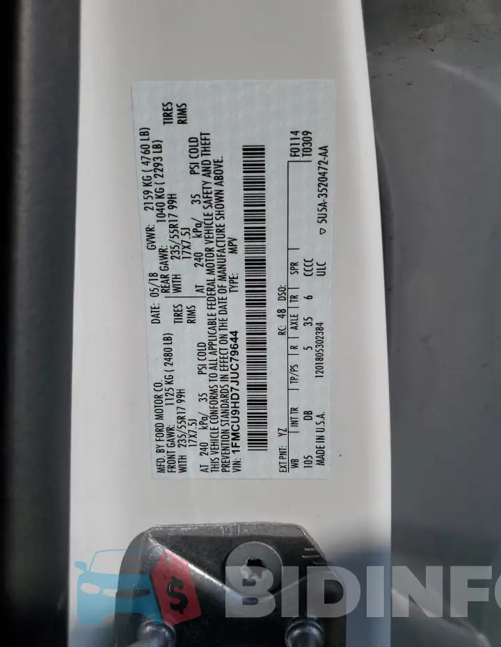 1FMCU9HD7JUC79644 Photo# 12