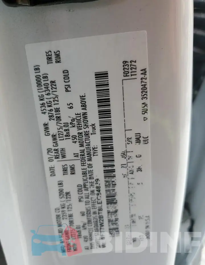 1FT7W2BT8LEC84839 Photo# 12
