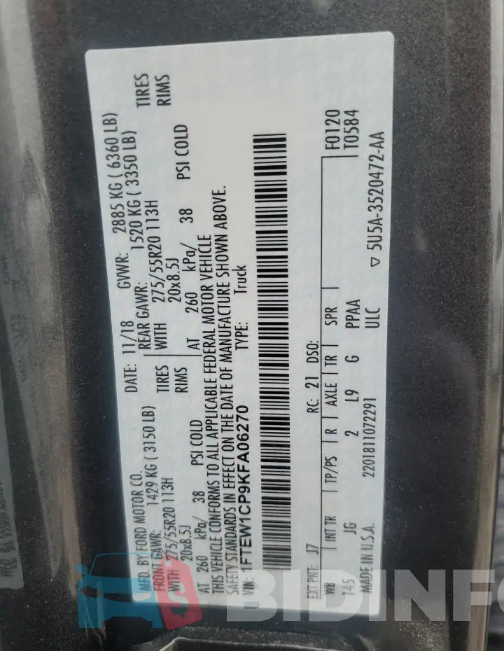 1FTEW1CP9KFA06270 Photo# 12
