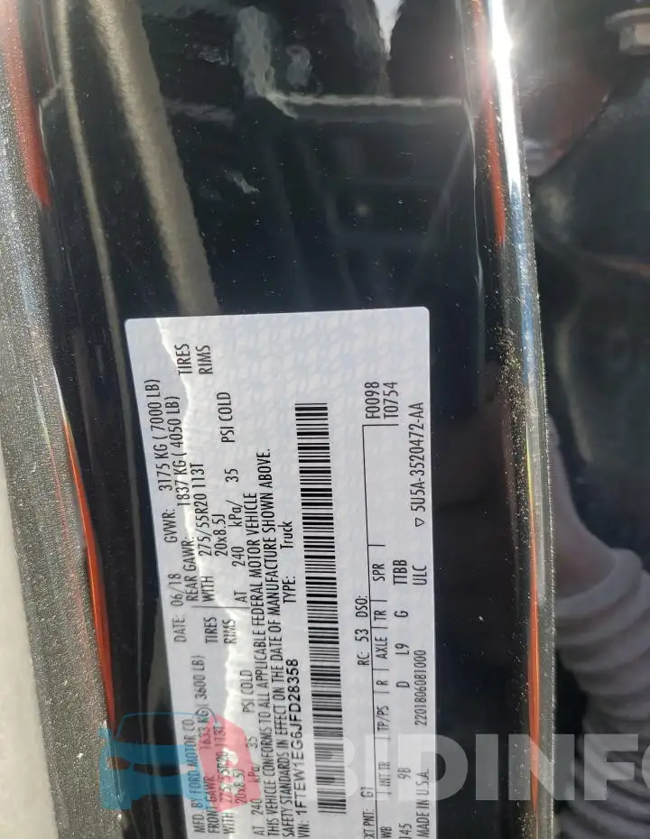 1FTEW1EG6JFD28358 Photo# 12