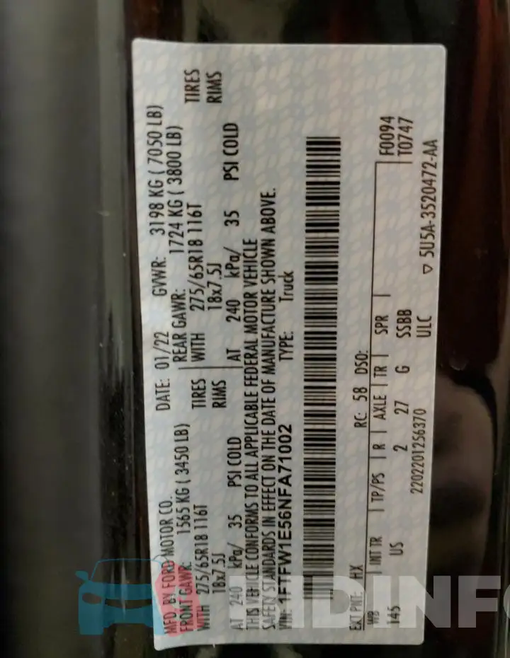 1FTFW1E56NFA71002 Photo# 12