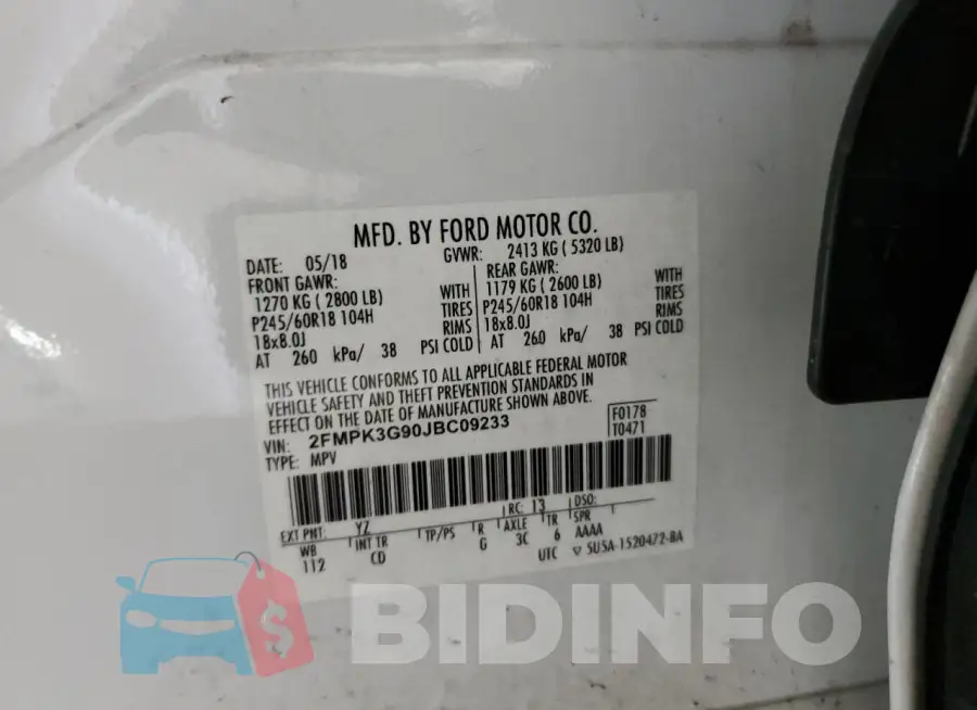 2FMPK3G90JBC09233 Photo# 12