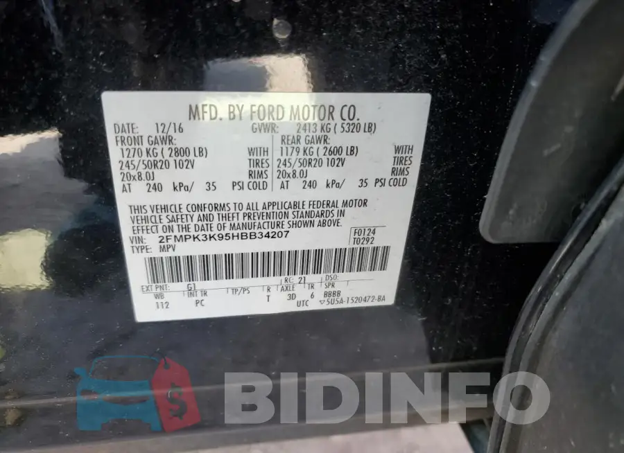 2FMPK3K95HBB34207 Photo# 13