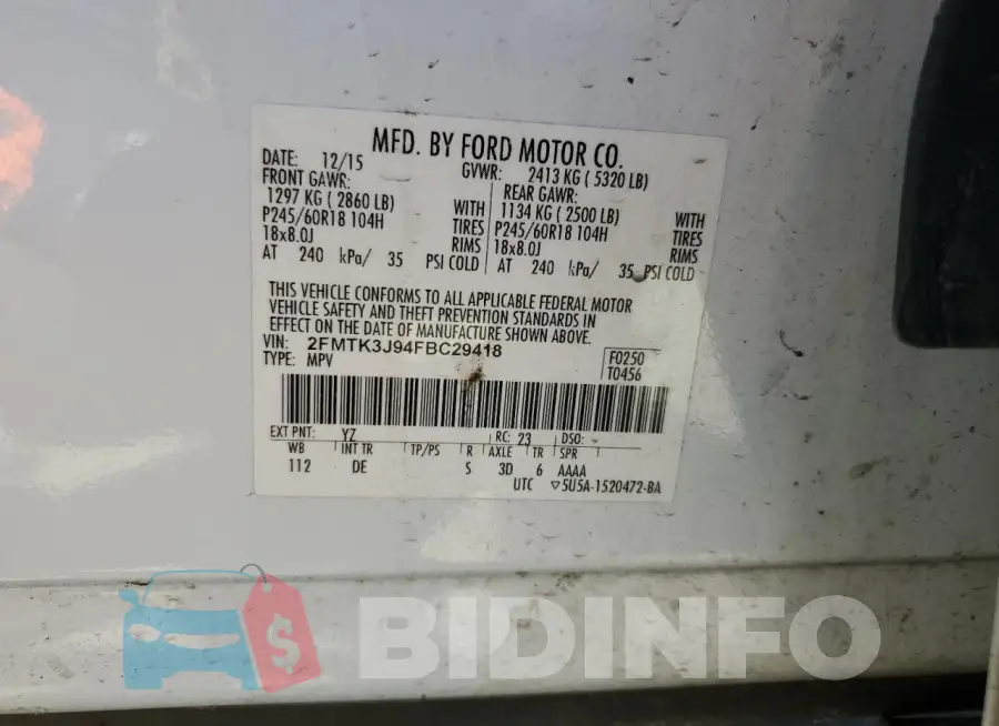 2FMTK3J94FBC29418 Photo# 12