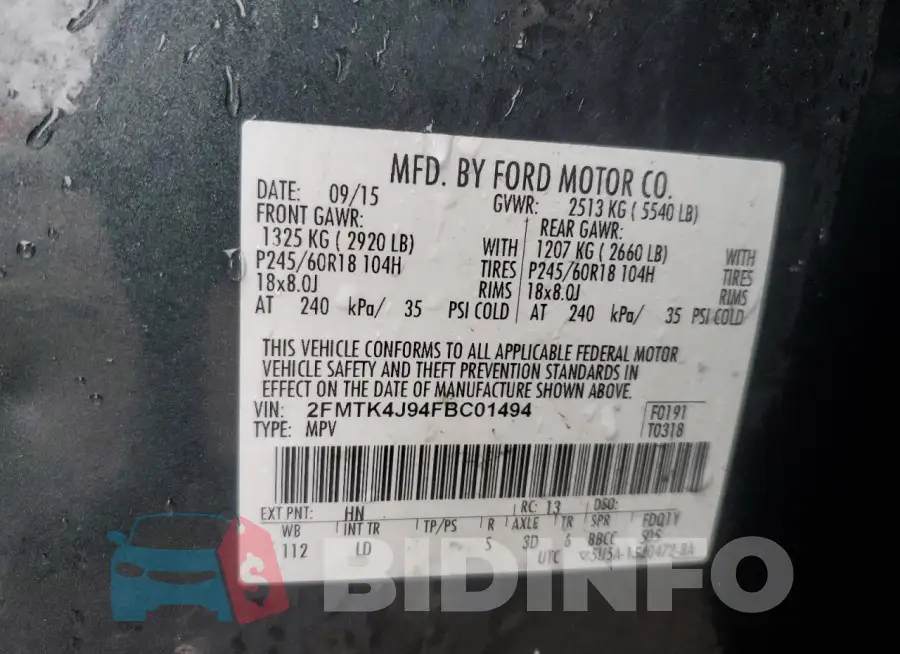 2FMTK4J94FBC01494 Photo# 13