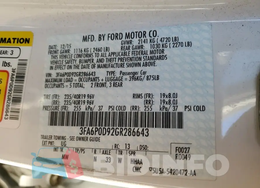 3FA6P0D92GR286643 Photo# 13