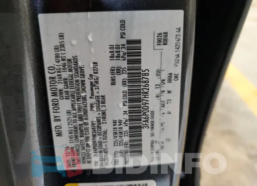 3FA6P0D97HR268785 Photo# 12