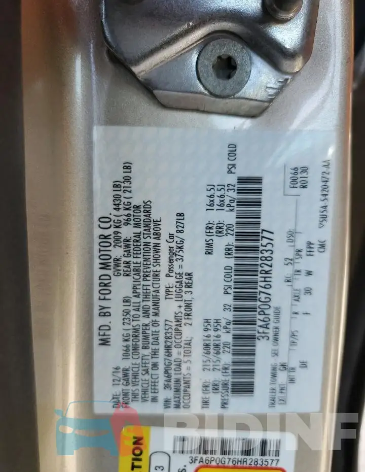 3FA6P0G76HR283577 Photo# 13