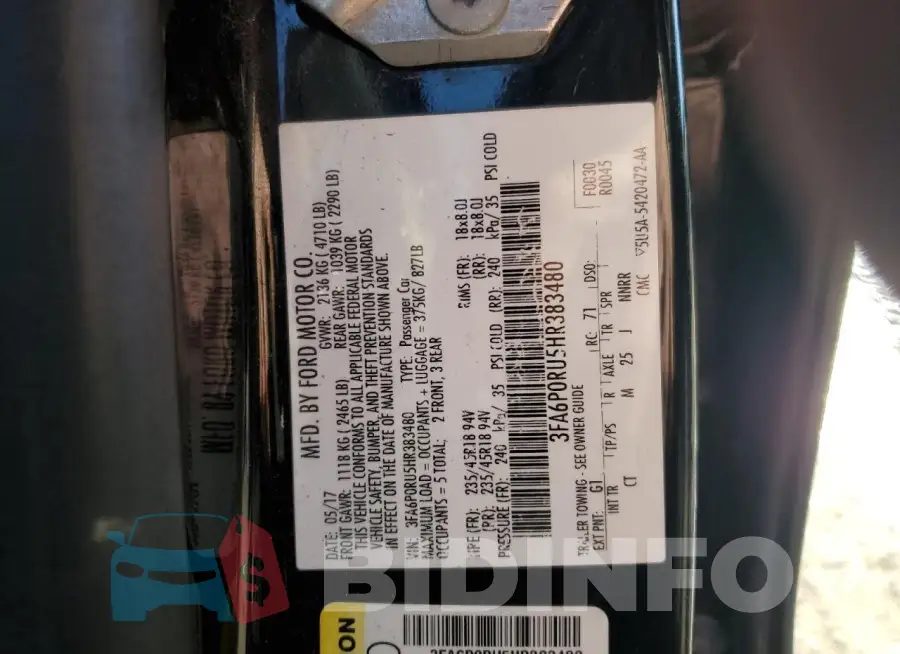 3FA6P0RU5HR383480 Photo# 13