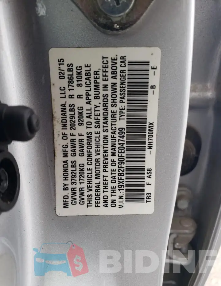 19XFB2F90FE047499 Photo# 12