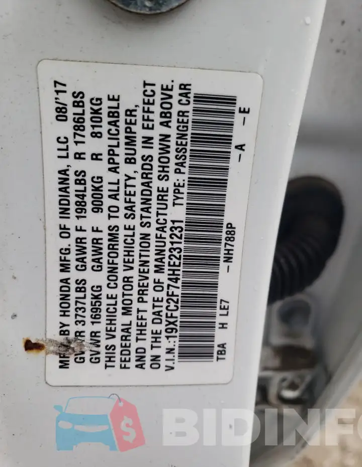 19XFC2F74HE231231 Photo# 12