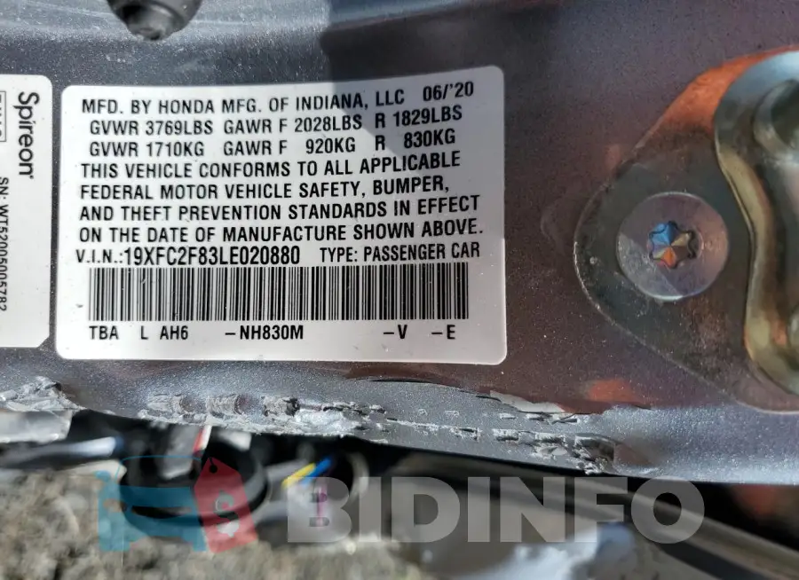 19XFC2F83LE020880 Photo# 12