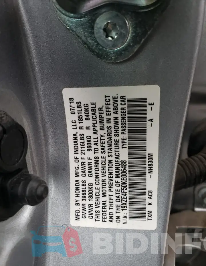 19XZE4F50KE006488 Photo# 12