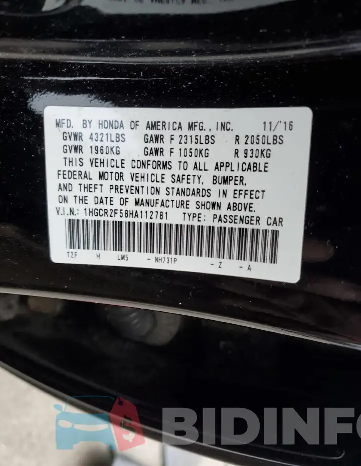 1HGCR2F58HA112781 Photo# 13