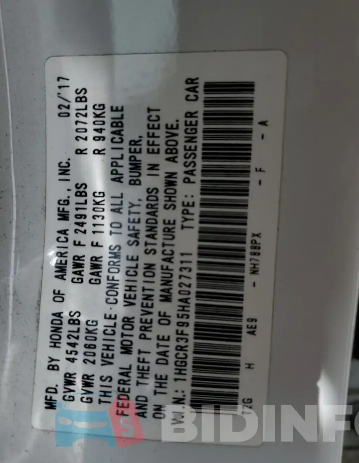 1HGCR3F95HA027311 Photo# 12
