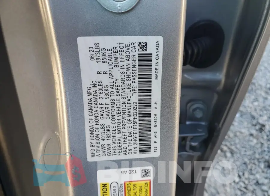 2HGFE1F75PH320220 Photo# 12