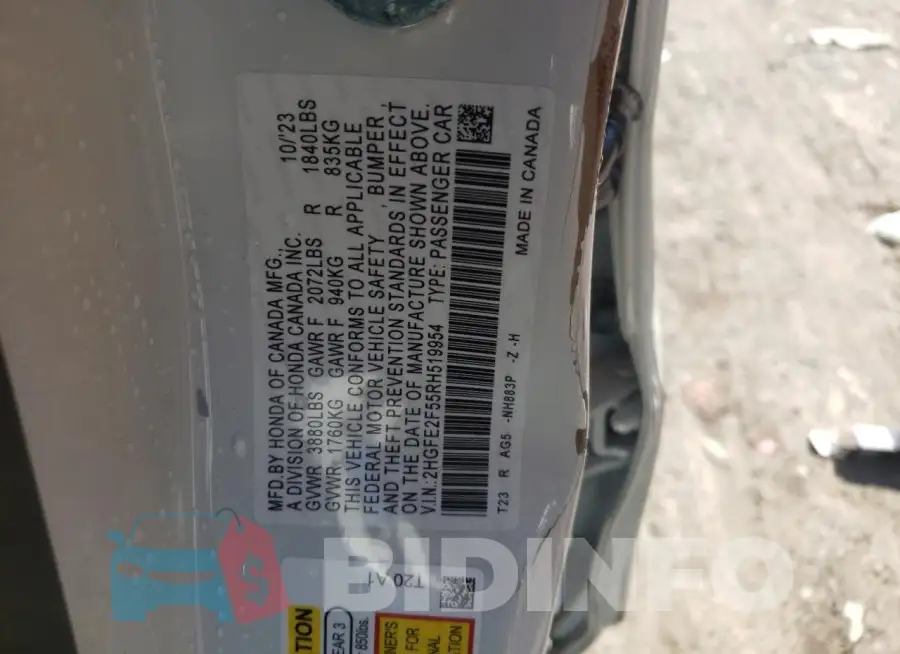 2HGFE2F55RH519954 Photo# 12