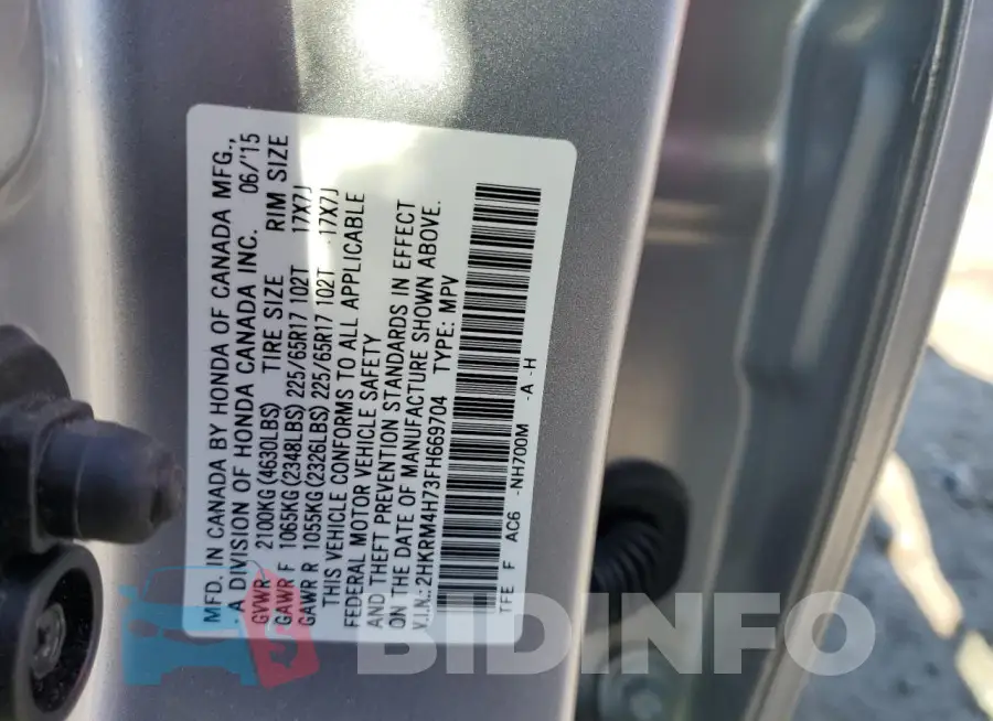 2HKRM4H73FH669704 Photo# 14