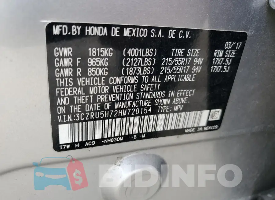 3CZRU5H72HM720154 Photo# 14