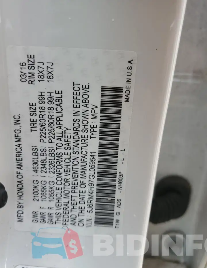 5J6RM4H97GL059541 Photo# 12