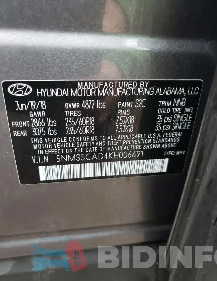 5NMS5CAD4KH006691 Photo# 12