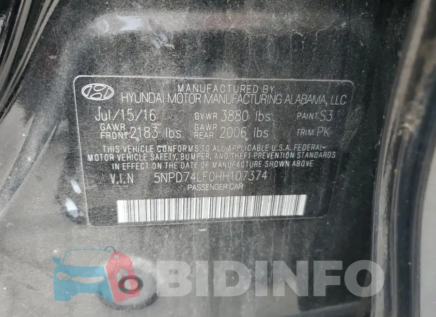 5NPD74LF0HH107374 Photo# 13