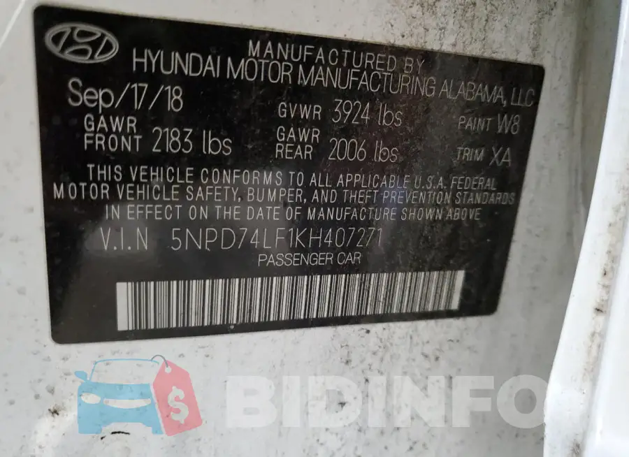 5NPD74LF1KH407271 Photo# 13