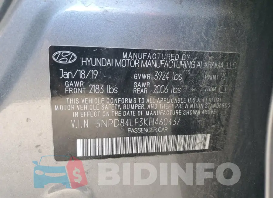5NPD84LF3KH460437 Photo# 12