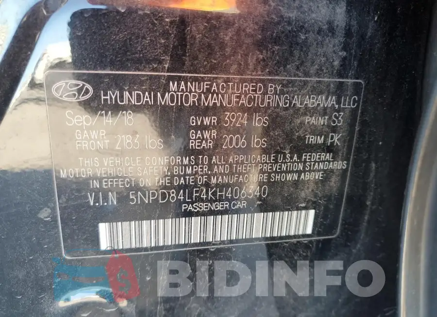 5NPD84LF4KH406340 Photo# 13