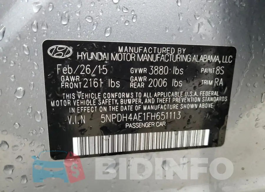 5NPDH4AE1FH651113 Photo# 13