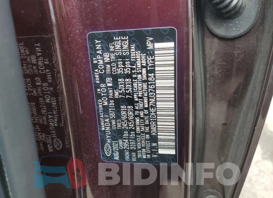 KM8R1DHE7NU376184 Photo# 13
