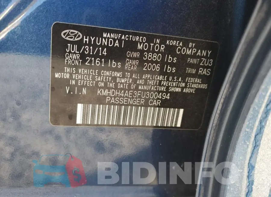 KMHDH4AE3FU300494 Photo# 12